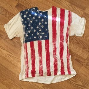Faded Glory Distressed American Flag T-Shirt